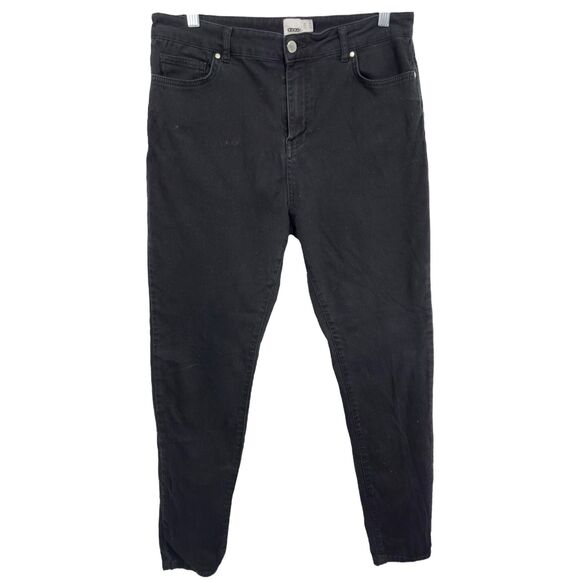 ASOS Size 10 Jeans‎ Black Skinny High Rise Long Pockets Denim Womens 669 - Picture 1 of 8